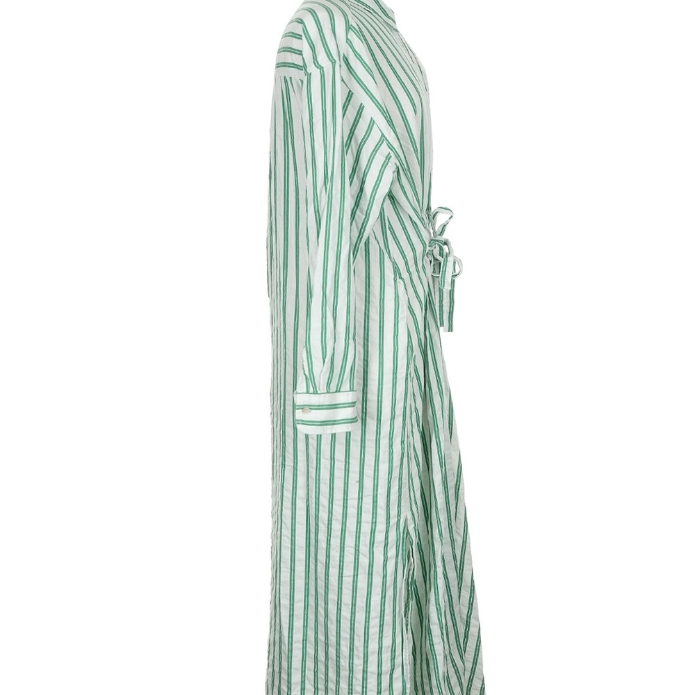 COPY - Striped Long Sleeved Green and White Tie Maxi Dress - Picture 3 of 10